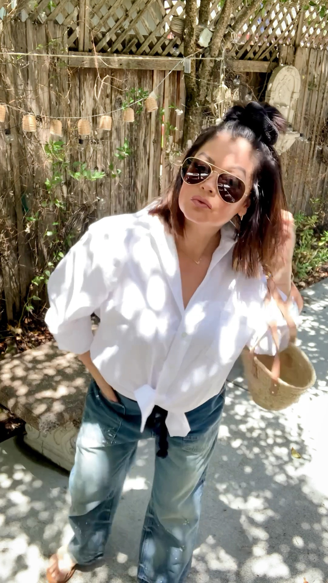 Size 26 in jeans 
Size 6 in sandals TTS
Size 33/34 M in men’s dress shirt

Casual style 
Men’s dress shirt
Barrel jeans


#LTKU #LTKStyleTip #LTKOver40