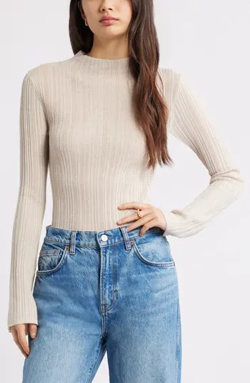Open Stitch Linen Blend Mock Neck Sweater | Nordstrom