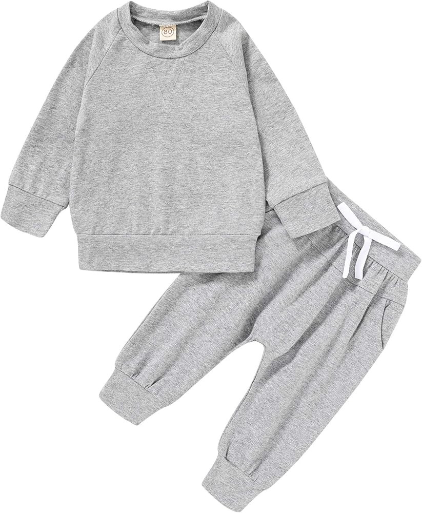 Happy Town Fall Outfits for Toddler Girl Boy Long Sleeve Top and Long Pants Set Toddler Sweatsuit... | Amazon (US)