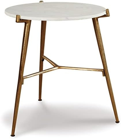 Signature Design by Ashley Chadton Modern Glam Marble Accent End Table, 21", Gold and White | Amazon (US)
