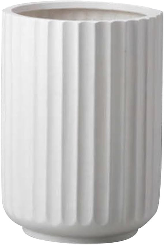 DTY Signature Mount Elbert 1-Piece Fluted Fiberstone Planter for Indoor/Outdoor, White, 22" H x 1... | Amazon (US)