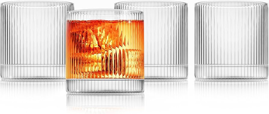 LEMONSODA Premium Vintage Straight Line Double Rocks Glasses and Tumblers - Quality Glass Great f... | Amazon (US)