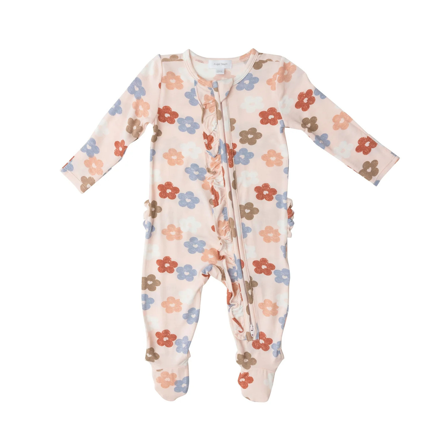 Ruffle Zip Footie, Daisy Hearts | SpearmintLOVE