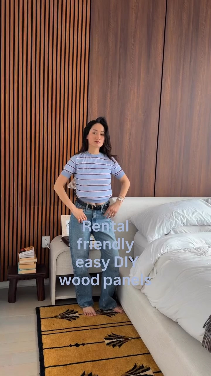 Comment ‘wood panels’ and I’ll send you the link of everything I used! My first DIY project in the apartment( I was getting tired of looking at the white walls). The wooden panels and new rug completely transformed the space and made it so cozy. Definitely turned out better than I expected. What do you think?