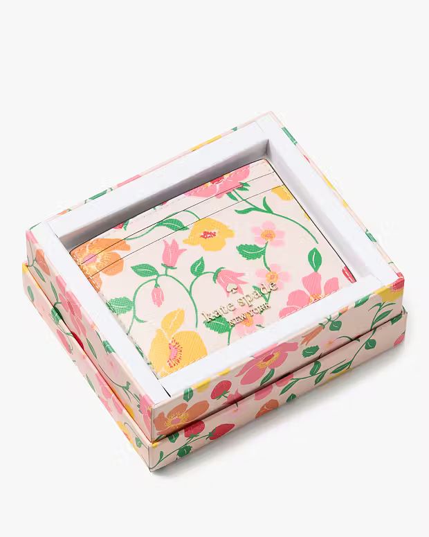 Boxed Madison Strawberry Garden Small Slim Card Holder | Kate Spade Outlet