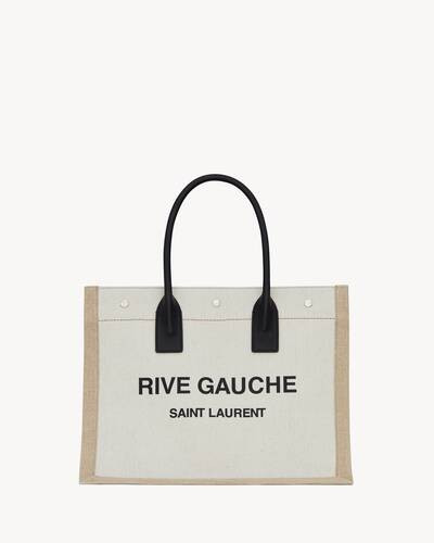 rive gauche tote bag in linen and leather | Saint Laurent Inc. (Global)