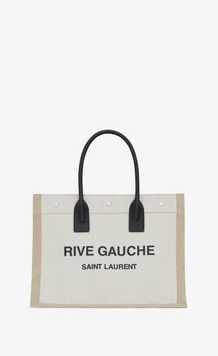 rive gauche tote bag in linen and leather | Saint Laurent Inc. (Global)