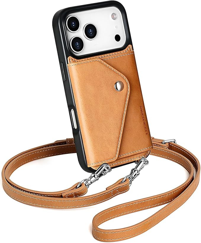 LUCKYCOIN Crossbody Wallet Phone Case for iPhone 17 Pro,Genuine Leather Phone Case with Expandabl... | Amazon (US)