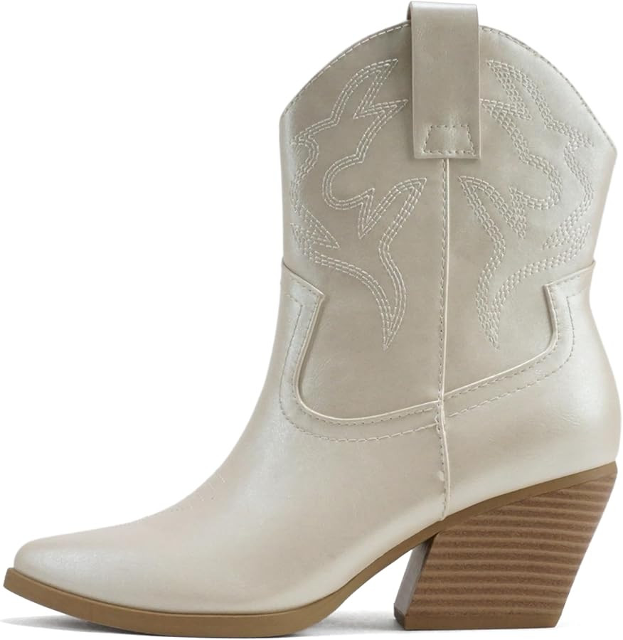 Soda “BLAZING” ~ Women Western Bootie Pointe Toe with Low Heel (Wide Fit Available) | Amazon (US)