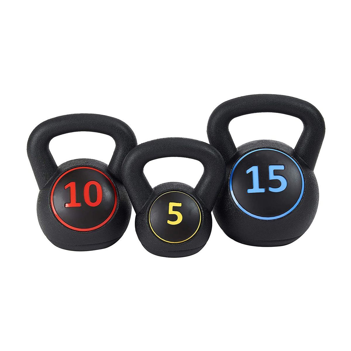 BalanceFrom Set of 3 Vinyl Ergonomic Wide Grip Kettlebell Exercise Workout Fitness Weights for Ba... | Target