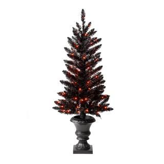 4ft. Pre-Lit Black Artificial Halloween Tree, LED Orange Lights | Michaels Stores