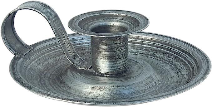 The Country House Collection,Brushed Metal Taper Candle Holder,Silver,5" diameter x 1.5" height | Amazon (US)
