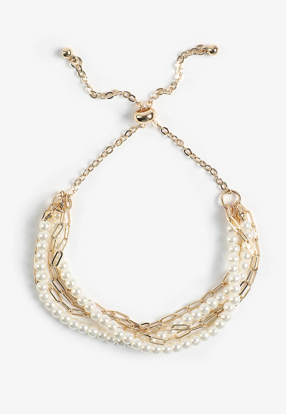 Faux Pearl Gold Chain Slider Bracelet | Maurices