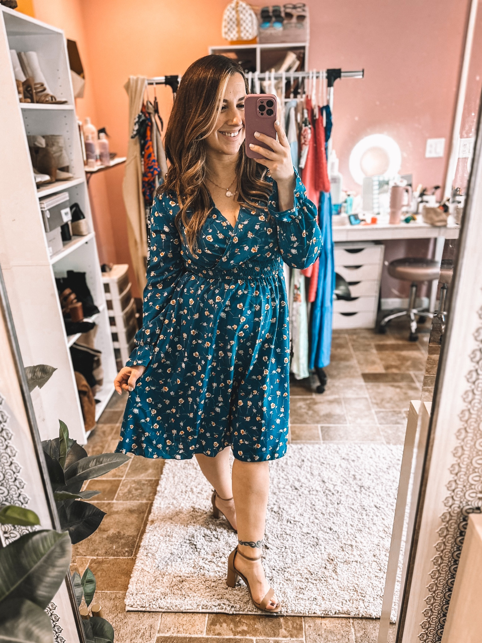 Spring floral wrap style dress idea 
I’m 5’2” wearing a size medium. 

#LTKstyletip #LTKfindsunder50 #LTKSeasonal