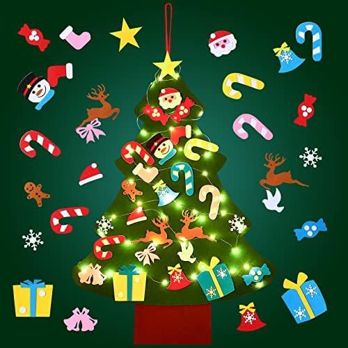 3.3FT DIY Felt Christmas Tree Kits Decorations, Christmas Wall Hanging Ornaments Crafts with 5m L... | Amazon (US)