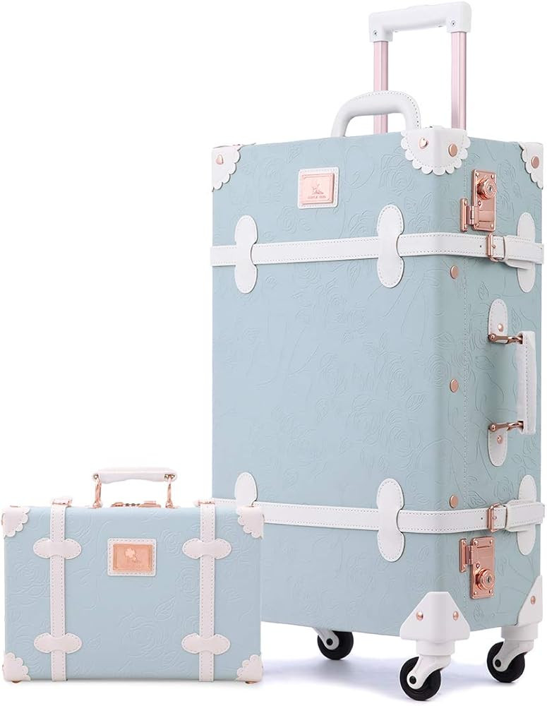Unitravel 2 Piece Vintage Luggage Set 26inch Trolley Suitcase 12inch PU Leather Handbag with TSA Loc | Amazon (US)