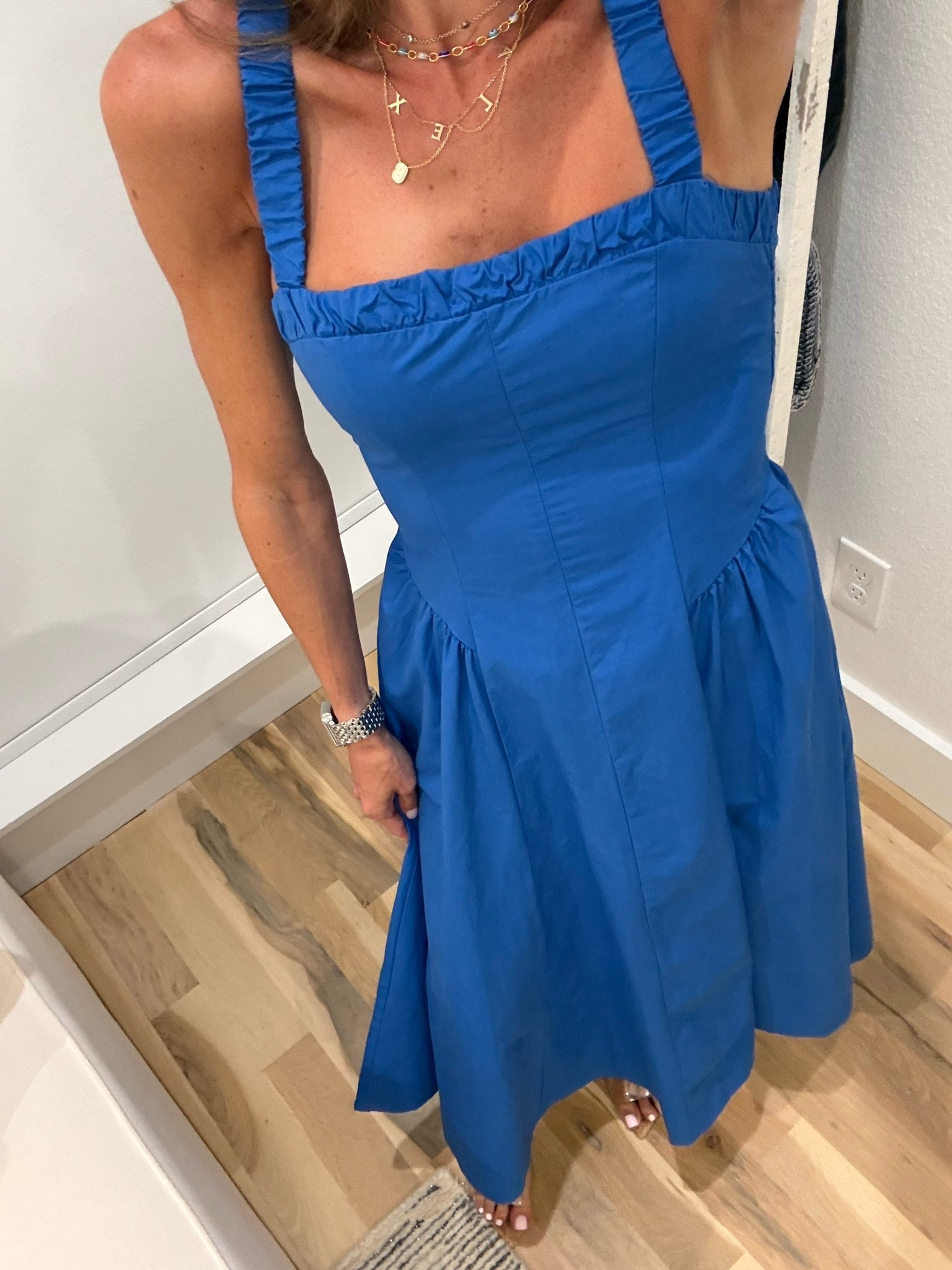 The most stunning blue midi dress! On sale with code SHORTSAF 
Wearing xxs petite

#LTKSaleAlert #LTKPetite #LTKootd