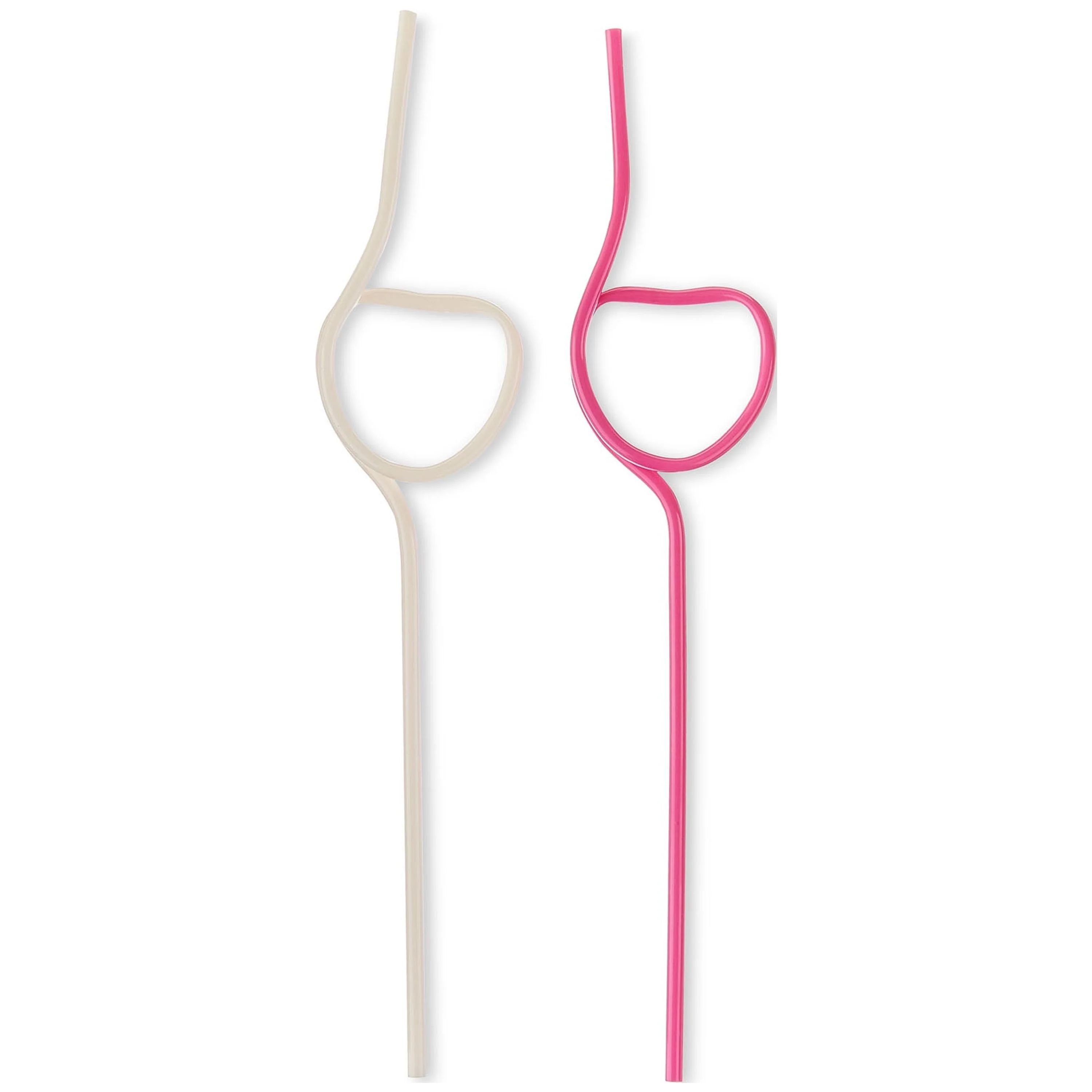 Valentine's Day Pink & White Color-Changing Plastic Straws, 9.7 in, by Way To Celebrate | Walmart (US)