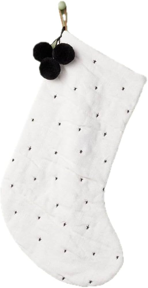 Hearth & Hand with Magnolia Embroidered Star Christmas Stocking Cream/Black | Amazon (US)