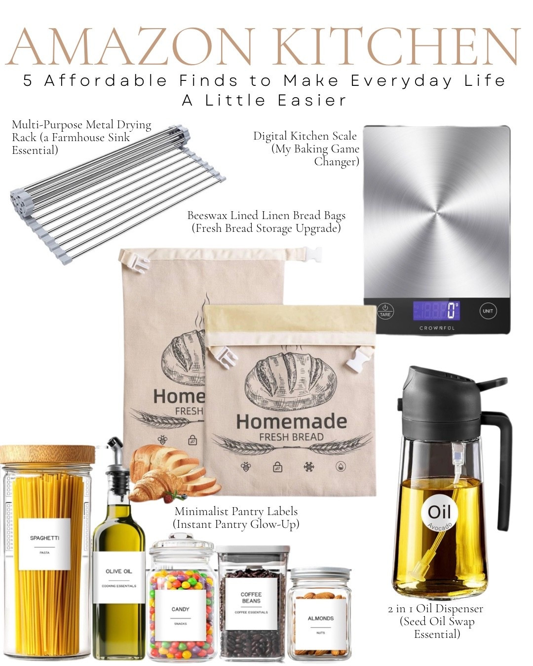 These 5 Amazon kitchen finds completely changed how my kitchen functions.
Healthy cooking swaps, better baking tools, smarter storage, and simple organization systems. I just shared the 5 Amazon kitchen finds I truly can't live without. These are the kind of affordable upgrades that save time, reduce chaos, and make everyday life easier for busy moms.
From seed-oil swaps to pantry organization and bread storage, these tools elevate your kitchen without the overwhelm or the price tag.

Tap to shop all my kitchen favorites in one place

#AmazonKitchenFinds #LTKHome #KitchenOrganization #MomApproved #EverydayElevated

#LTKfoodie #LTKdayinmylife #LTKHome