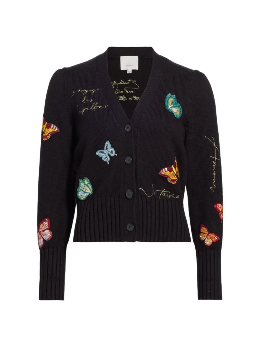 Cinq à Sept Morgan Butterfly-Embroidered Cardigan | Saks Fifth Avenue