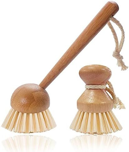 Dish Brush 2-Pack, Scrub Brush Cleaner with Wooden Long Handle Good Grip Kitchen Dish Washing Bru... | Amazon (US)