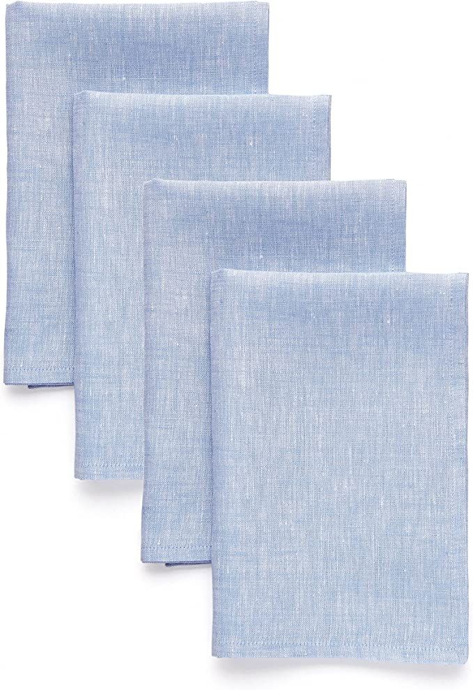 Solino Home Linen Dinner Napkins 20 x 20 Inch – Chambray Blue, 100% Pure Linen Cloth Fabric Nap... | Amazon (US)