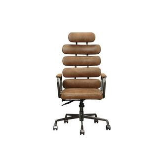 Acme Furniture Calan Retro Brown Top Grain Leather Executive Office Chair 92108 | The Home Depot