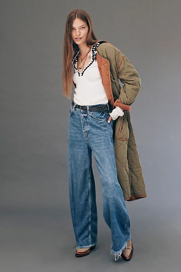Old West Slouchy Jeans by We The Free at Free People, Canyon Blue, 28 | Free People (Global - UK&FR Excluded)