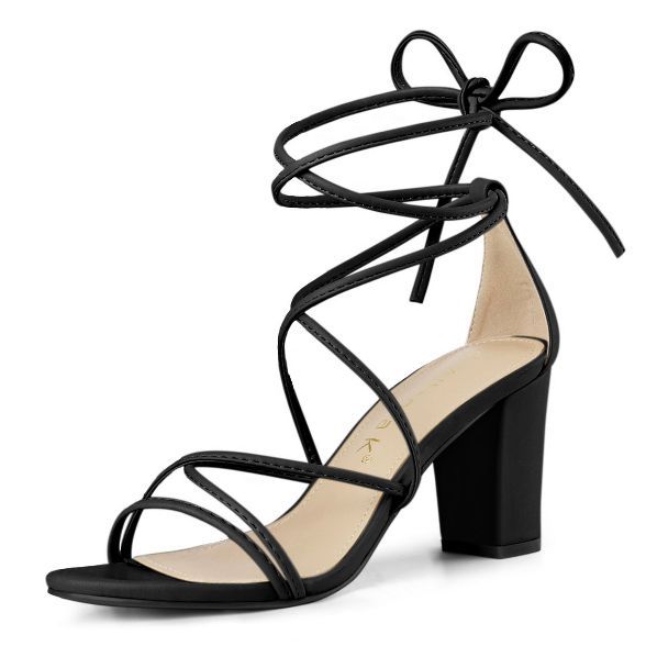 Allegra K Women's Strappy Straps Lace Up Chunky Heel Sandals | Target