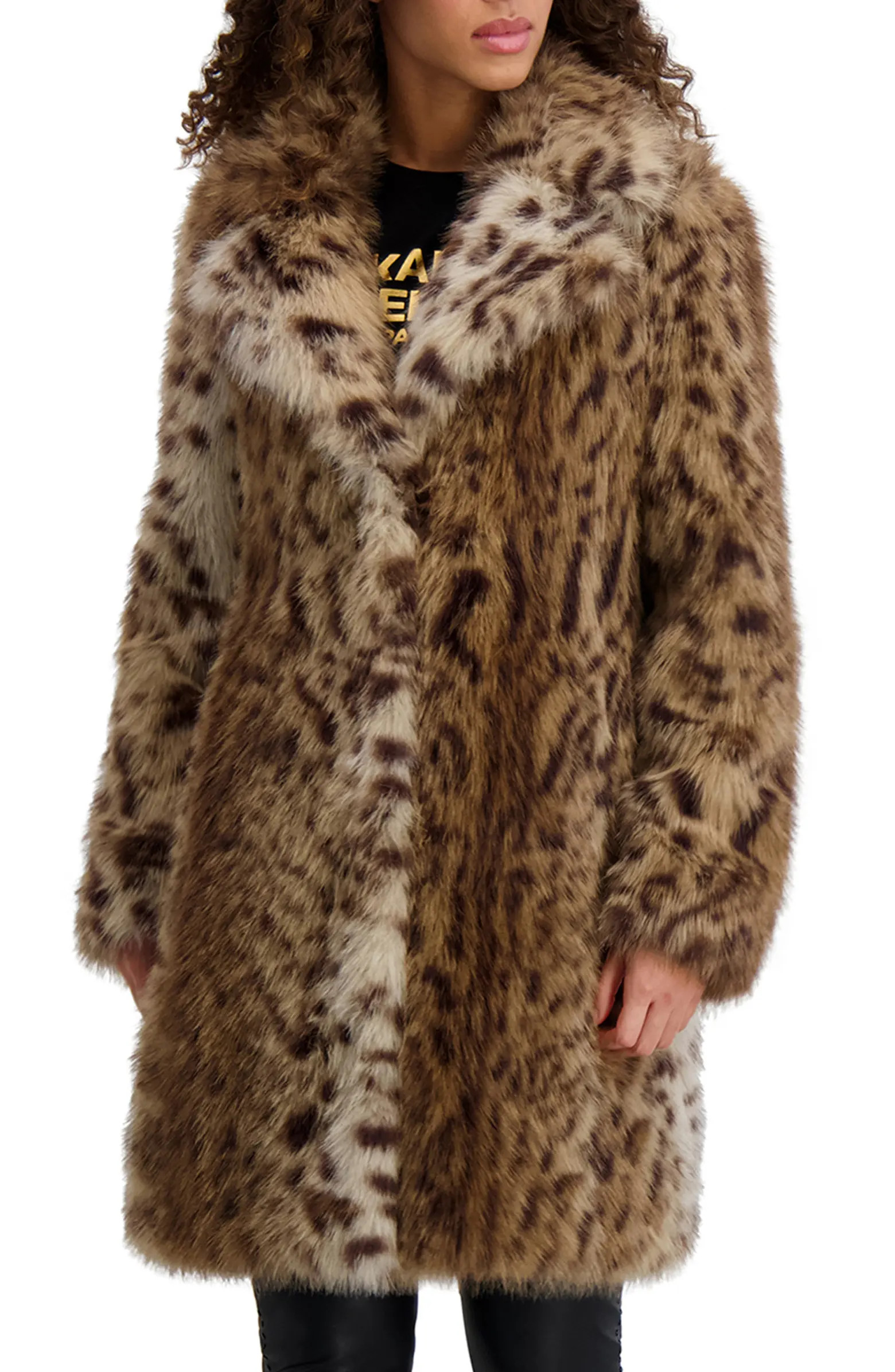 KARL LAGERFELD PARIS Leopard Spot Faux Fur Coat | Nordstrom | Nordstrom