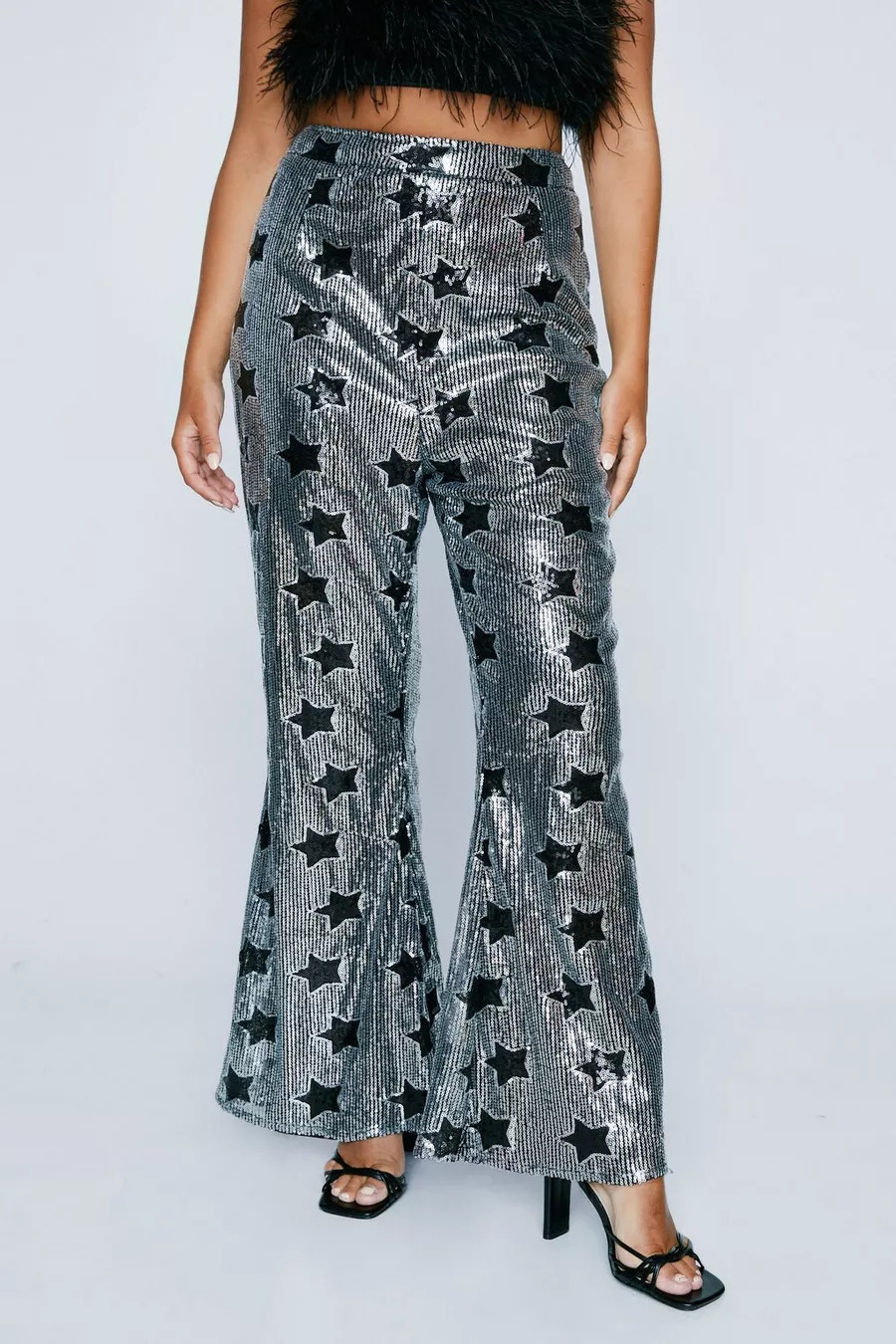 Plus Size Star Sequin Flared Pants | Nasty Gal (US)