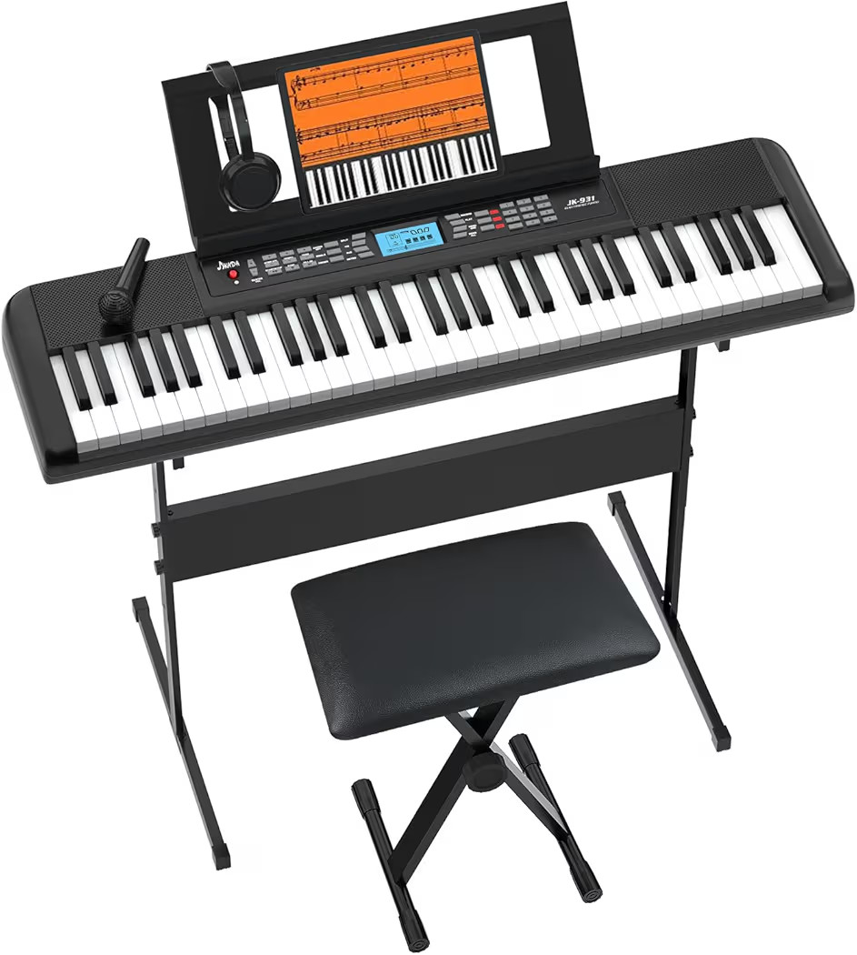 61 Key Keyboard Piano, Portable Electric Piano Keyboard w/LCD Screen, Built-In Speakers, Headphon... | Amazon (US)