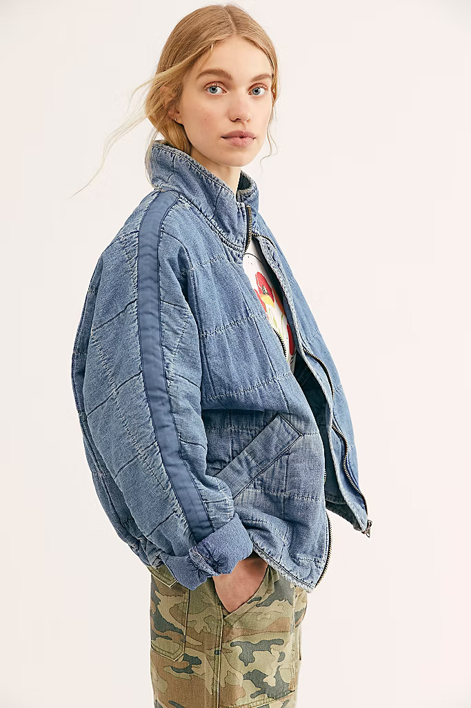 Dolman Quilted Denim Jacket | Free People (Global - UK&FR Excluded)