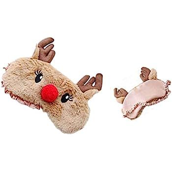 Fellibay Reindeer Eye Blinder Plush Sleep Masks Adjustable Sleep Mask for Christmas | Amazon (US)