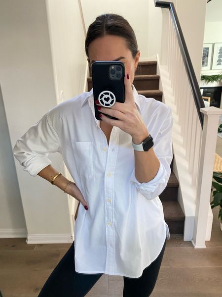 The perfect white tee- wearing a size small and it’s not stiff! 

#LTKstyletip #LTKfindsunder100 #LTKover40