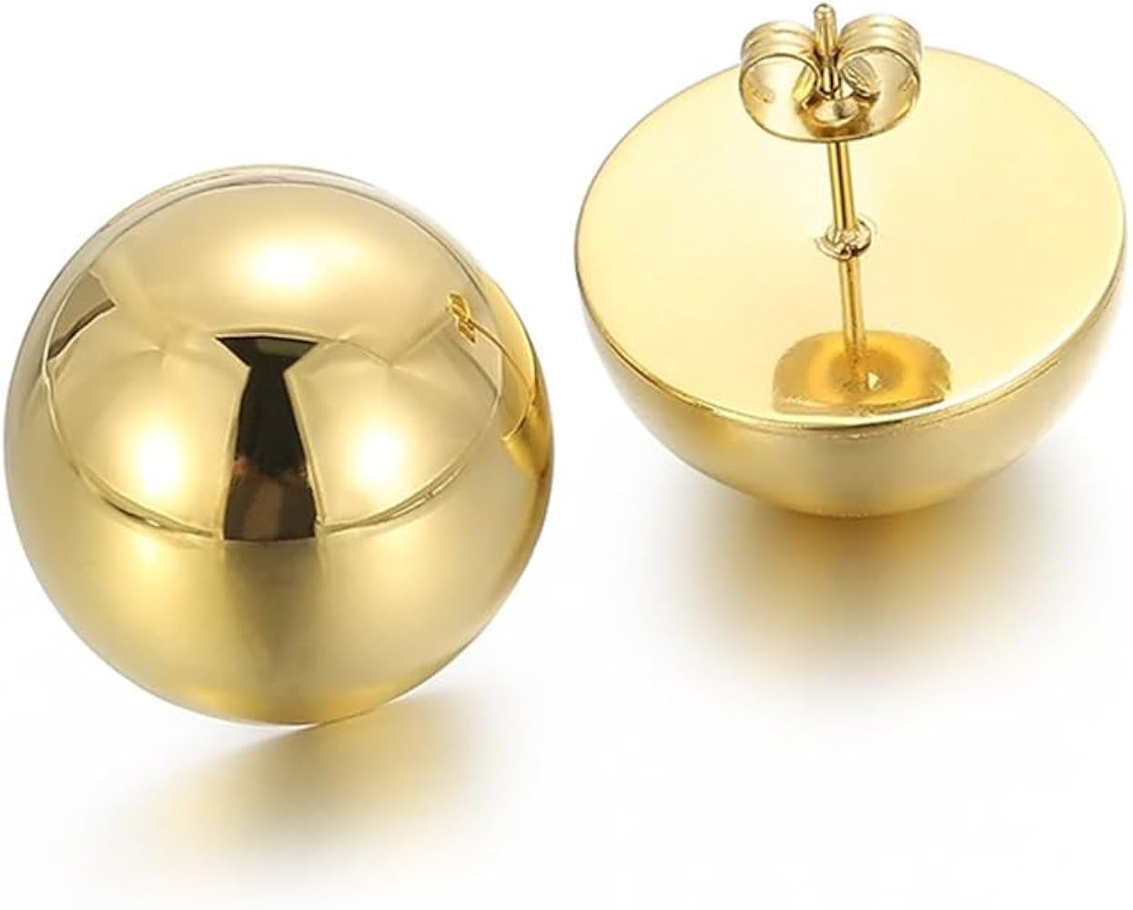 Gold Silver Half Ball Stud Earrings High Polished Round Earrings Trendy Jewelry for Women 20mm/18... | Amazon (US)