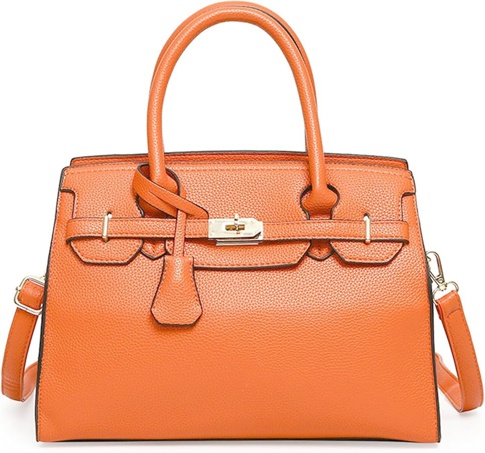 Womens Leather Satchel Bags 12.2 * 5.9 * 9.8in Medium Shoulder Bag Top Handle Handbags Ladies Des... | Amazon (US)