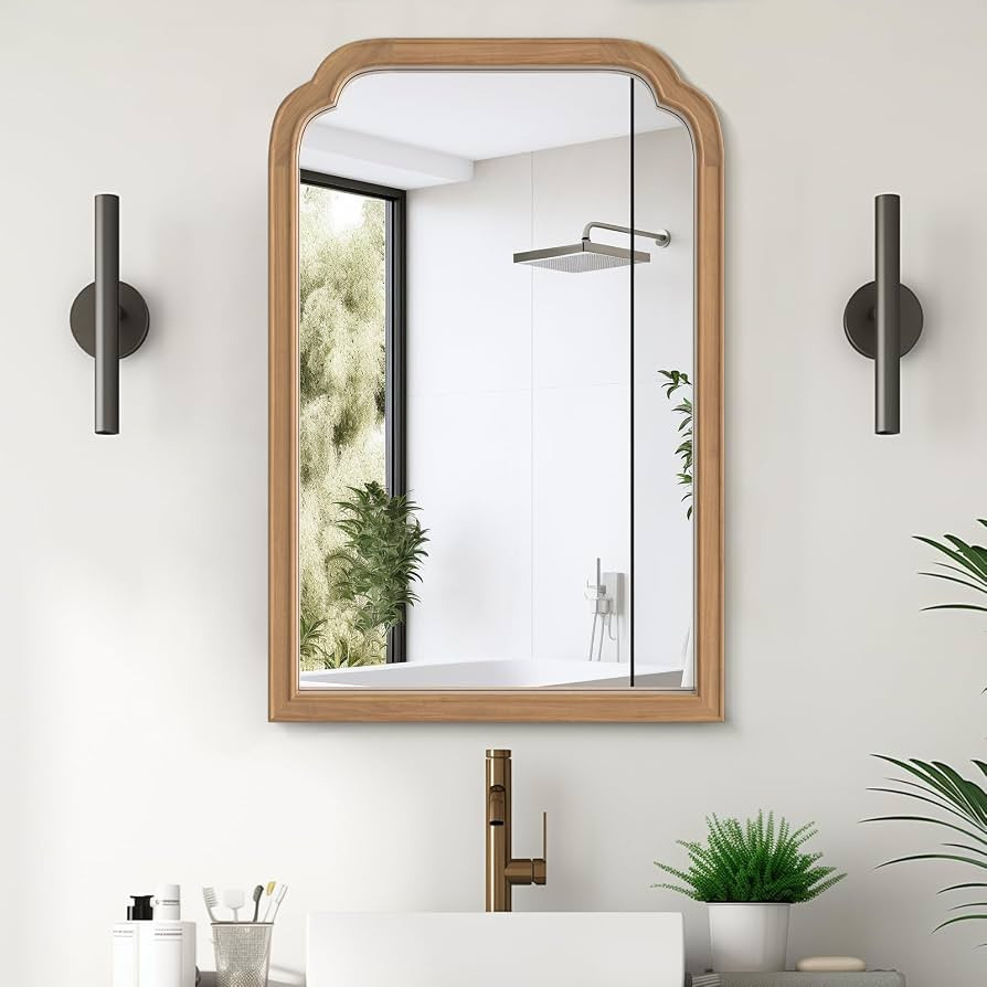 WallBeyond Wood Frame Wall Mirror Rounded Corner Arch Rectangle Mirror for Entryway, Living Room ... | Amazon (US)