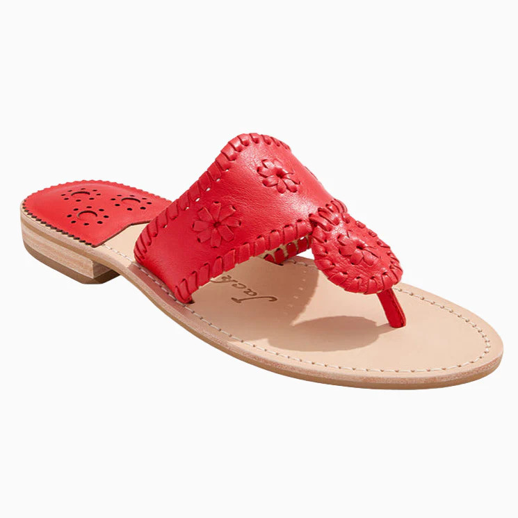 Jack Rogers Signature Jacks Flat Sandal | Patent Leather | Fire Red | Jack Rogers