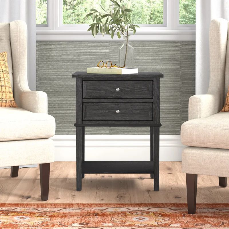 Genao 28'' Tall Solid Wood 2 - Drawer End Table | Wayfair North America