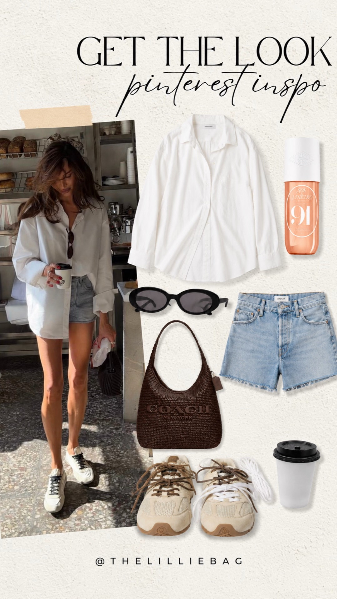 Summer street style but make it effortless ☕️🤍 

Oversized button downs, lived-in denim, comfy sneakers, and rich chocolate accessories are the vibe this season. This whole look feels like cool girl coffee run meets Pinterest streetwear energy ✨ 

Linking all my favorite pieces for the perfect elevated casual summer outfit.

LTK keywords: summer streetwear, casual chic outfit, oversized button down, denim shorts outfit, comfy everyday style, neutral street style, coffee run outfit, Pinterest outfit inspo, effortless summer look, casual luxury style, sporty chic outfit, everyday summer fashion

#LTKgrwm #LTKootd #LTKmomlife