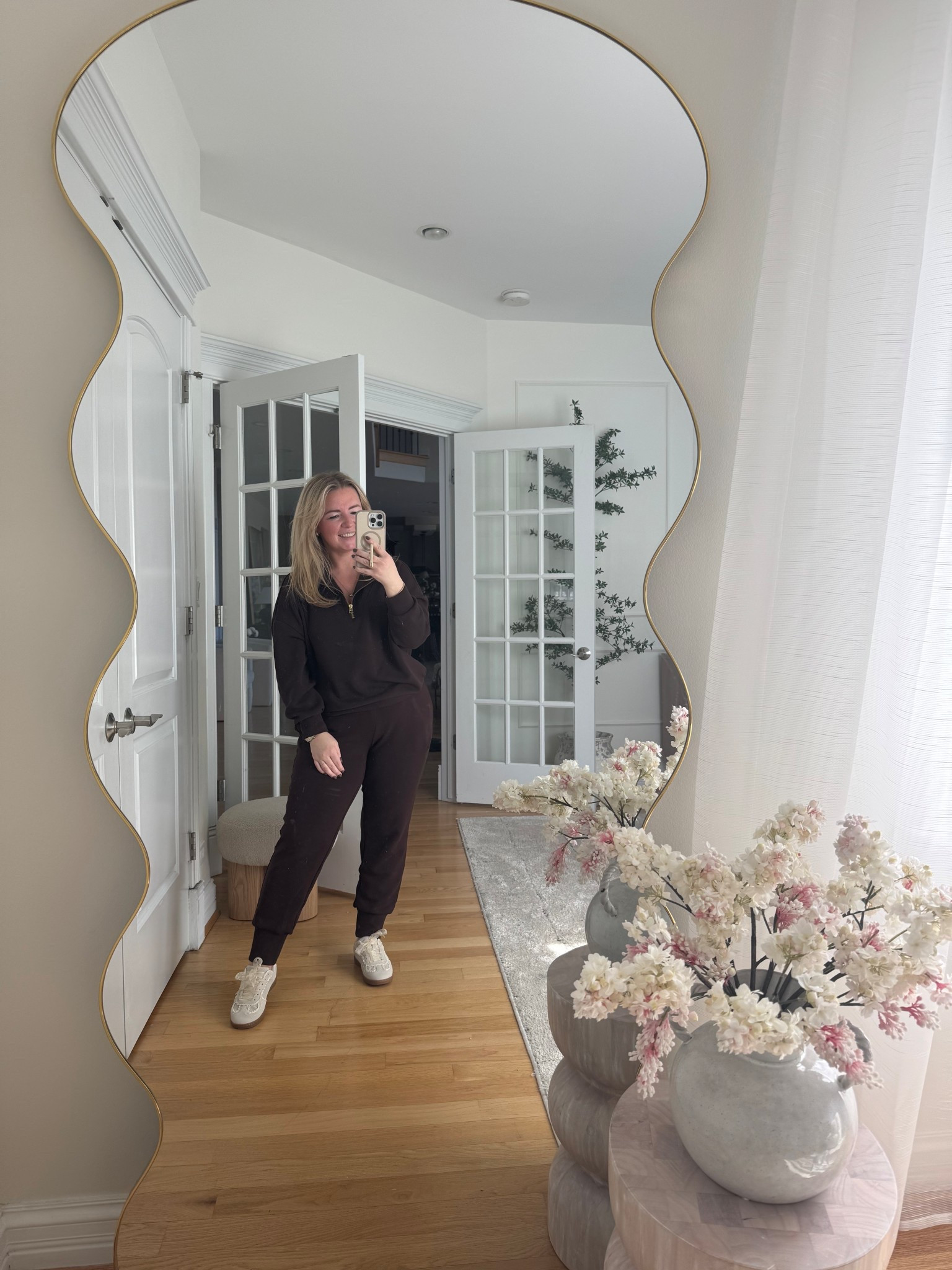 Spring outfit idea! Love this set and the chocolate brown color is so beautiful! These sneakers are so comfortable and pretty with the lave detail! #lacesneakers #sneakers #varley #invarley #mirror #outfitidea #springoutfit #springfashion 

#LTKMidsize #LTKSpringSale #LTKShoeCrush