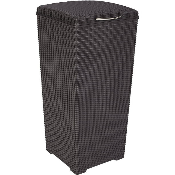 Keter Pacific 30-Gallon Resin Plastic Wicker Outdoor Waste Bin with Liner | Walmart (US)