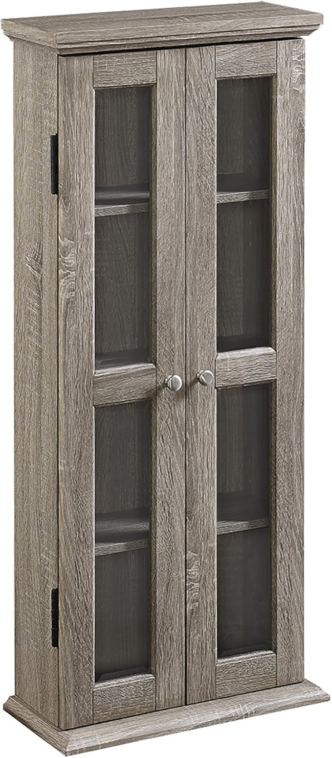 Walker Edison 4 Tier Shelf Living Room Storage Tall Bookshelf Cabinet Doors Home Office Tower Med... | Amazon (US)