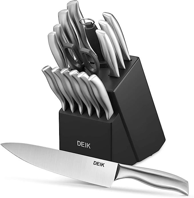 Deik Profi Messerblock Messer Set, 16-TLG, Edelstahl Kochmesser Set mit Holzblock, Schwarz | Amazon (DE)