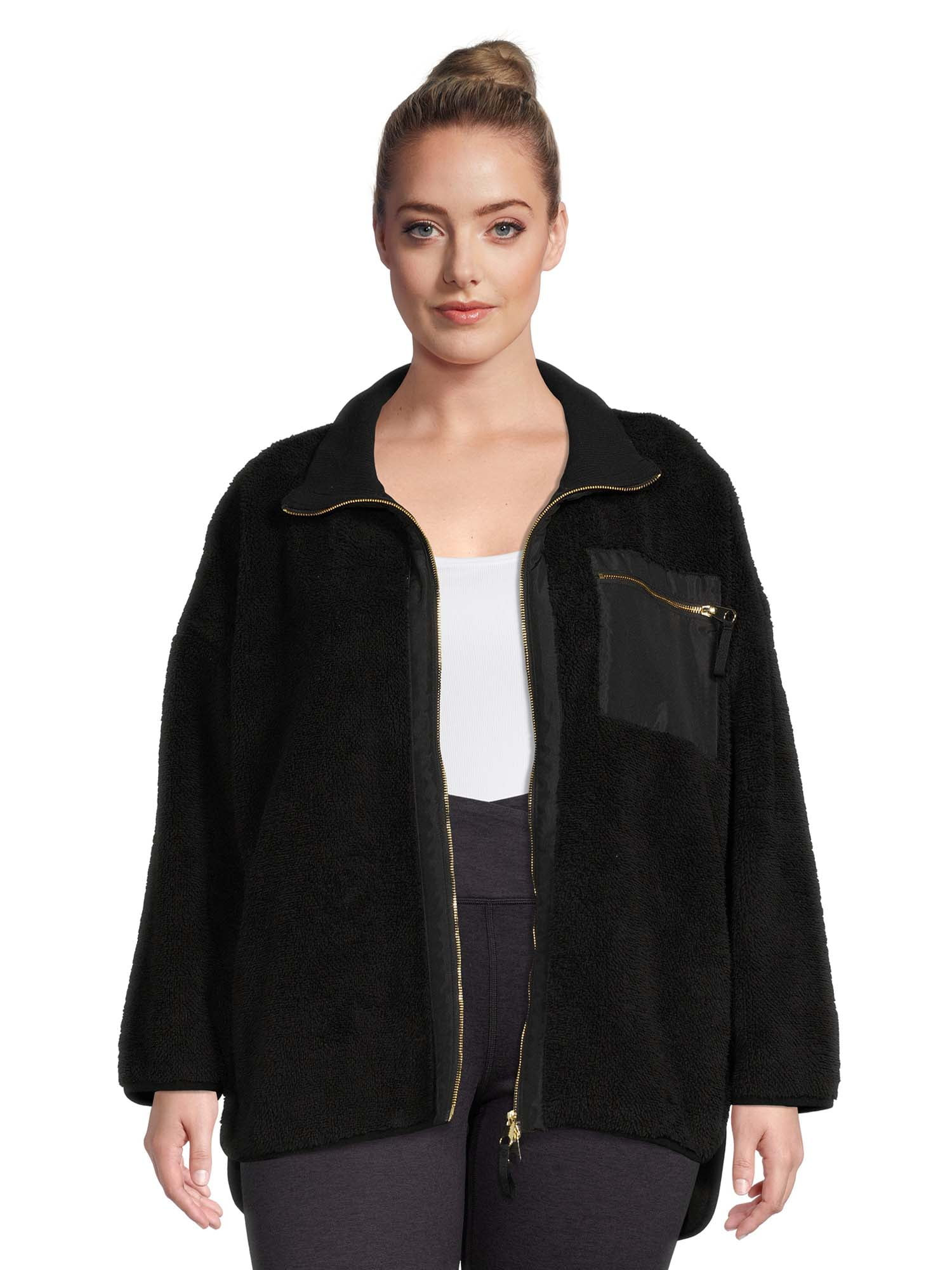Avia Women's Plus Size Mock Neck Faux Sherpa Jacket | Walmart (US)