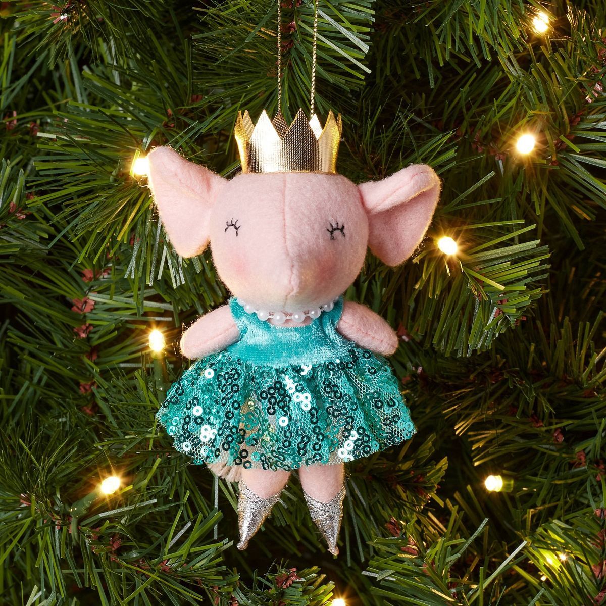 Felt Ballet Dancer Mouse with Sequined Tutu Christmas Tree Ornament Pink/Blue - Wondershop™ | Target
