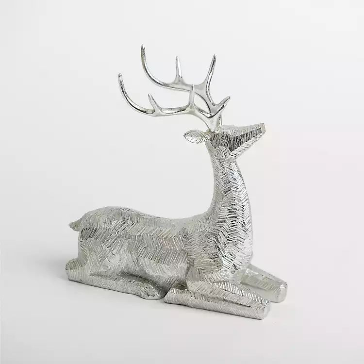 Silver Sitting Reindeer Figurine | Kirkland's Home