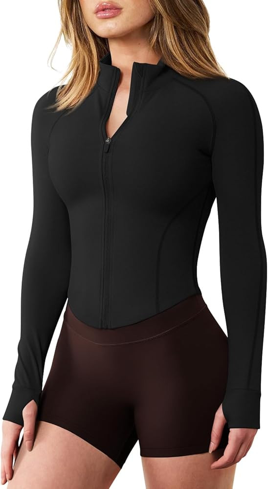 GYM RAINBOW Womens Snatched Workout Jackets Lightweight Zip Up Slim Fit Gym Track Athletic Jacket... | Amazon (US)
